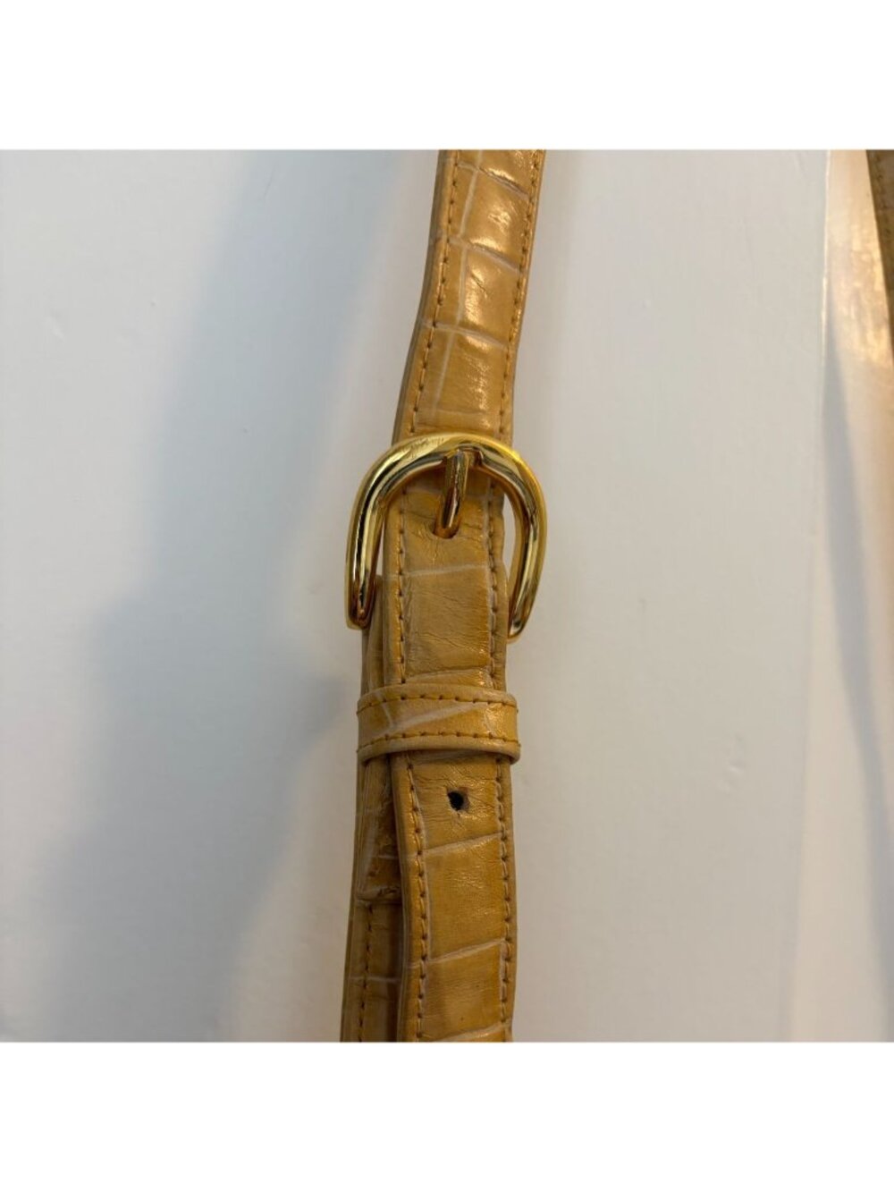 Talbots Tan Croc Embossed Leather Crossbody Shoulder Bag - Picture 4 of 8